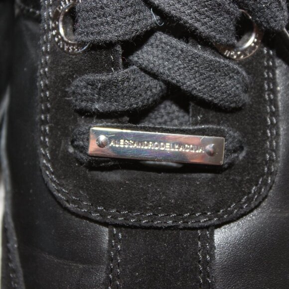 Allesandro Dell'Acqua Mens Black Leather Suede Low Trainers Shoes Size EU42 - Picture 10 of 13